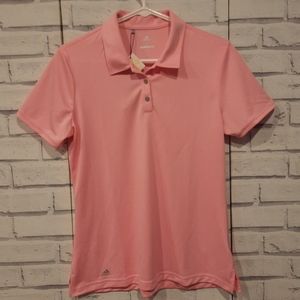 Adidas Golf Women's Size M Polo Shirt Pink Collar Short Sleeve Brand New